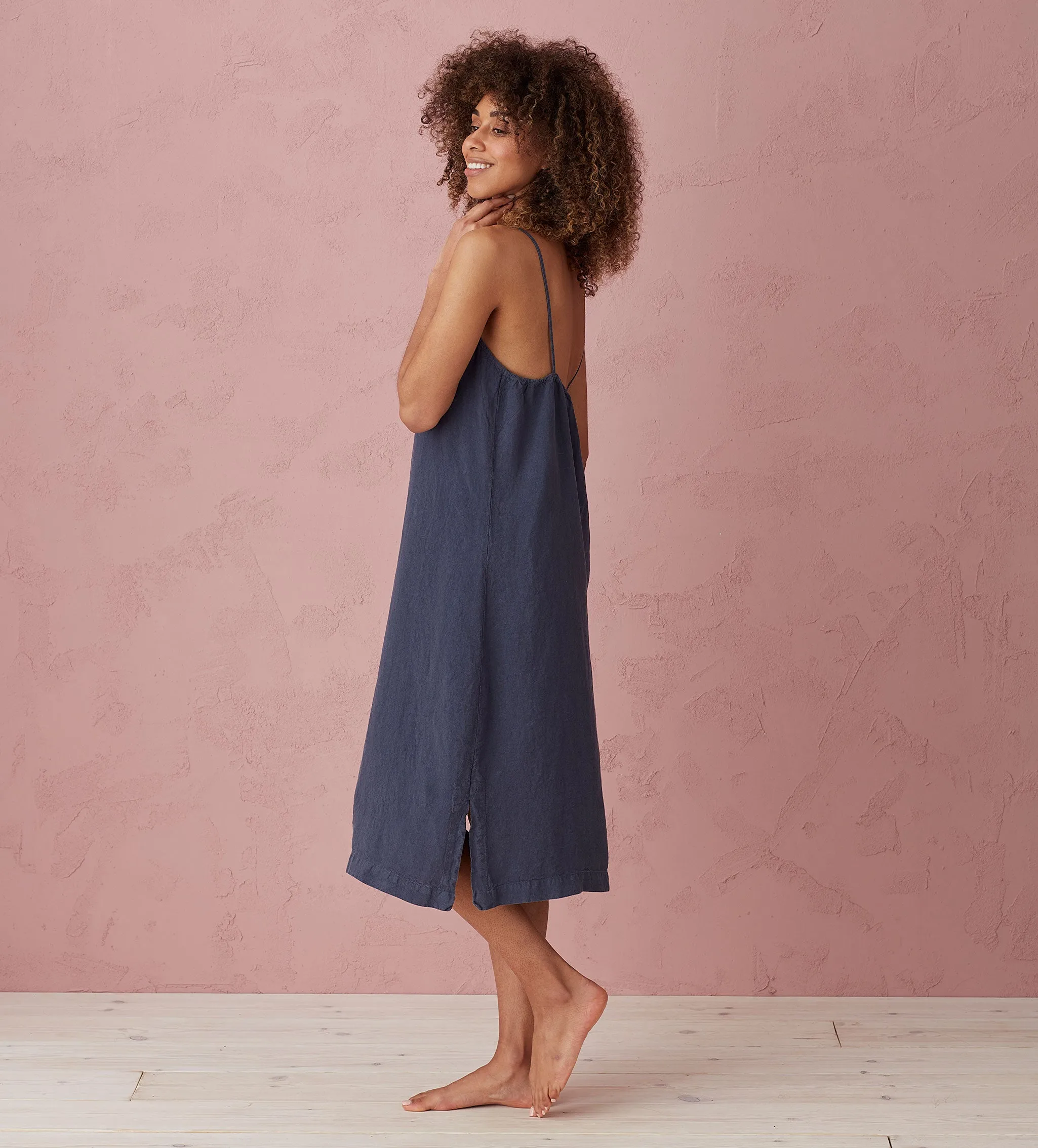 Navy 100% Linen Nightwear