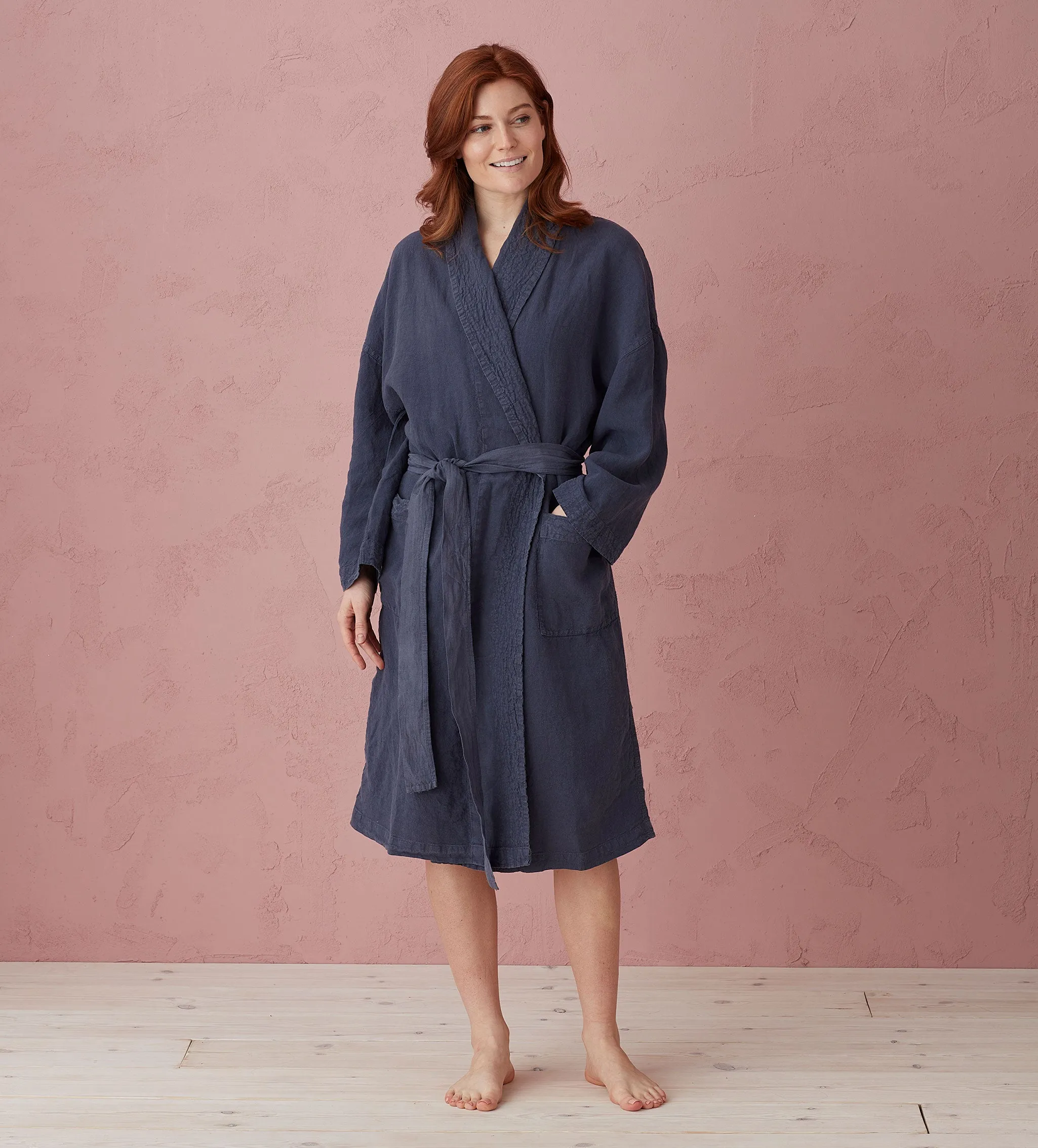 Navy 100% Linen Nightwear