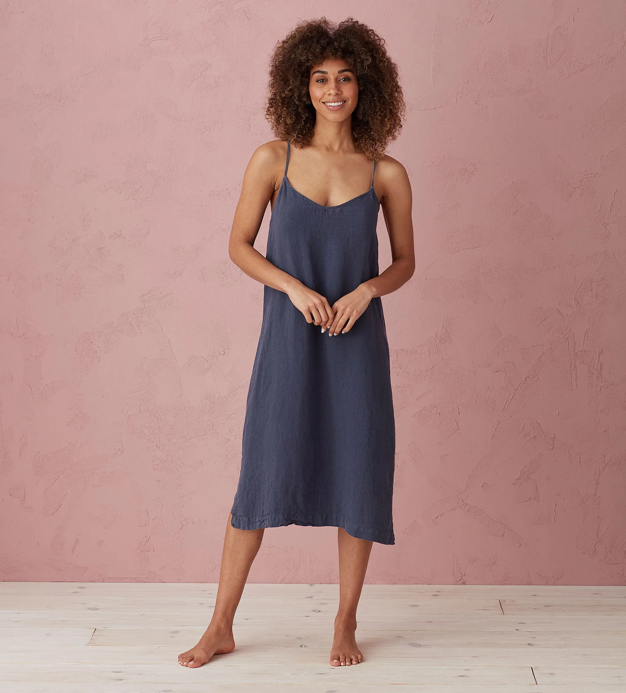 Navy 100% Linen Nightwear