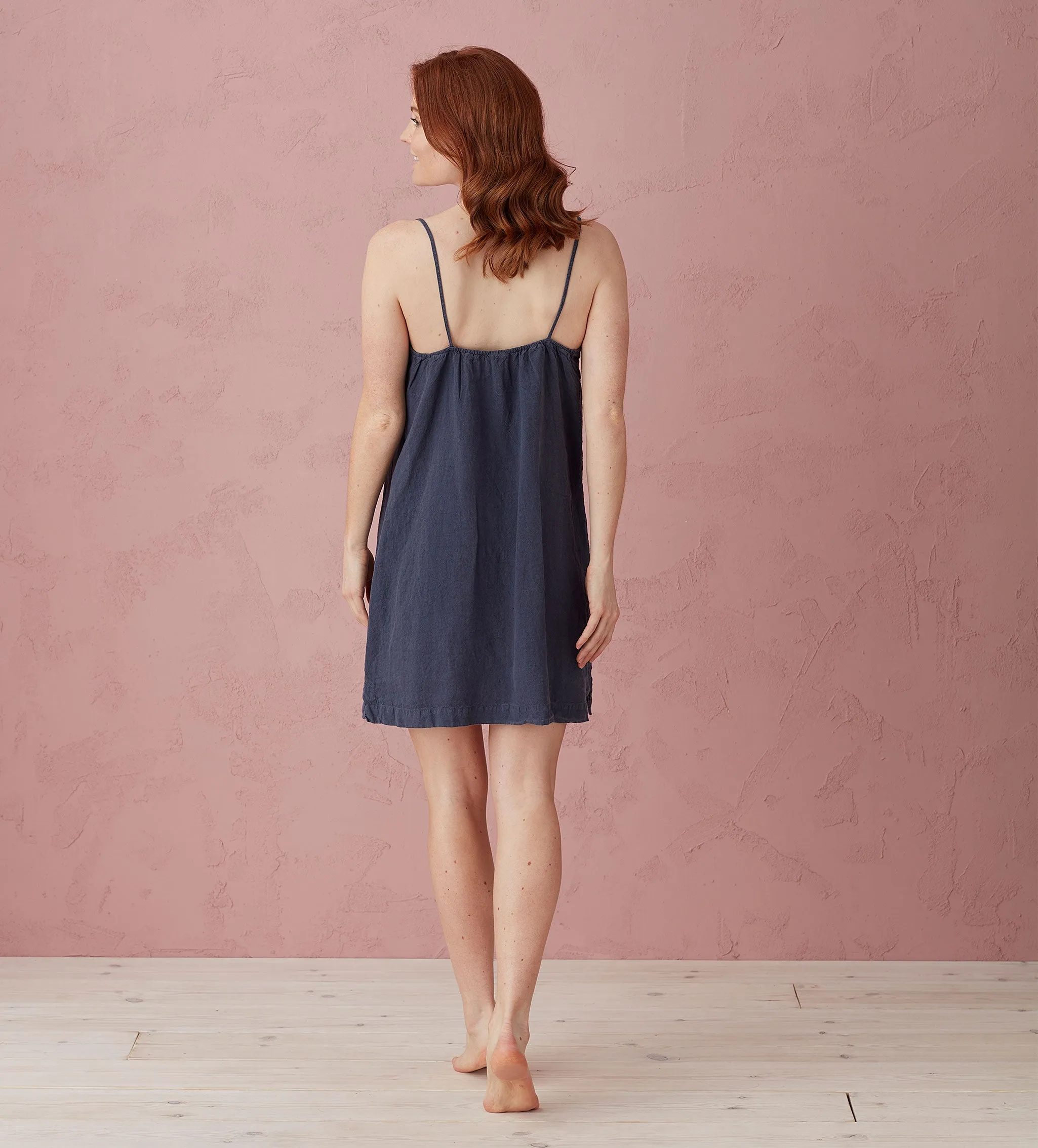 Navy 100% Linen Nightwear
