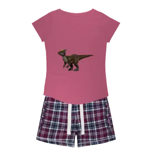 Pachycephalosaurus Women's Sleepy Tee and Flannel Short