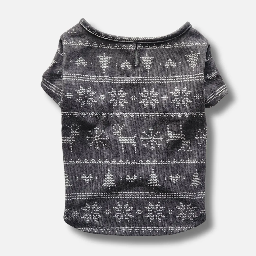 Pet T-Shirt - Gray Fair Isle
