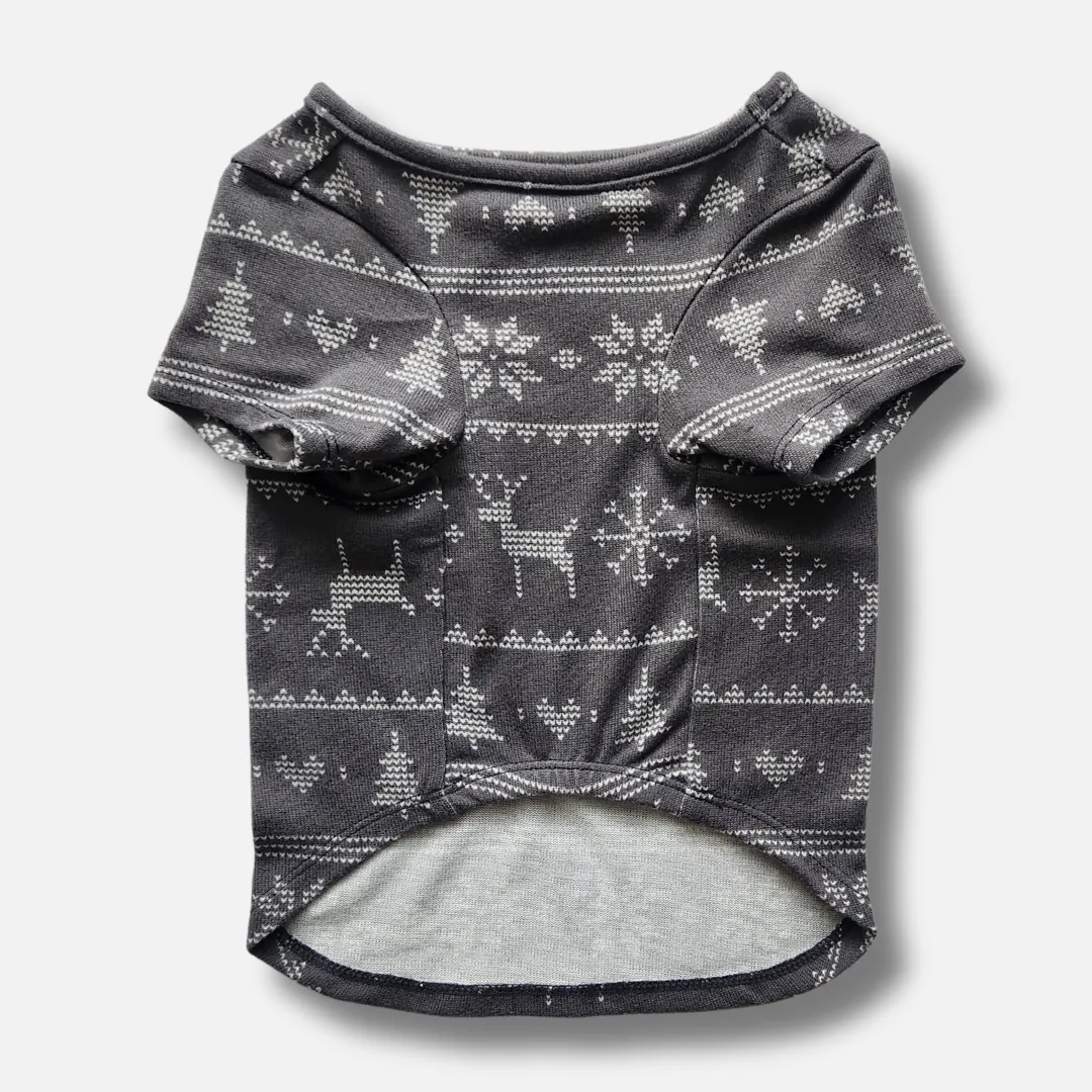 Pet T-Shirt - Gray Fair Isle
