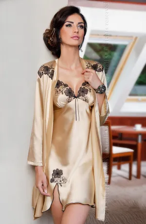 Petra Satin Dressing Gown Champagne