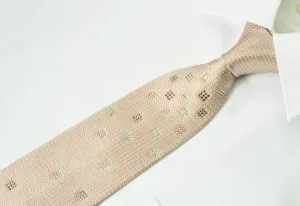 Pierre Cardin Silk Tie Silver Geometric On Pink With Rhinestones