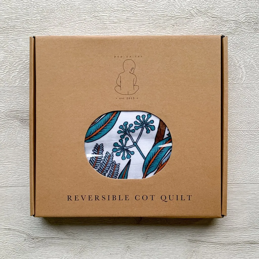 Reversible Wattle and Gum Cot Quilt by Pop Ya Tot