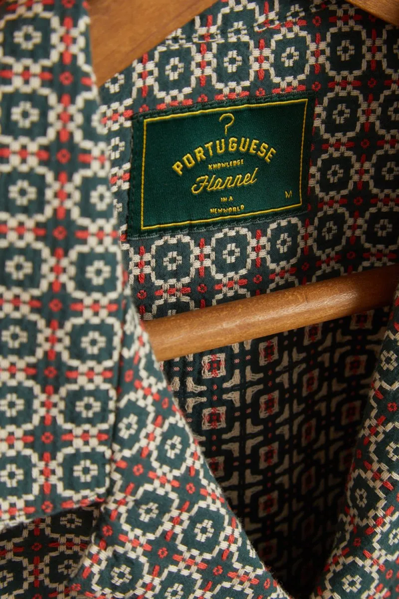 Portuguese Flannel Tile Shirt (Green/Orange)