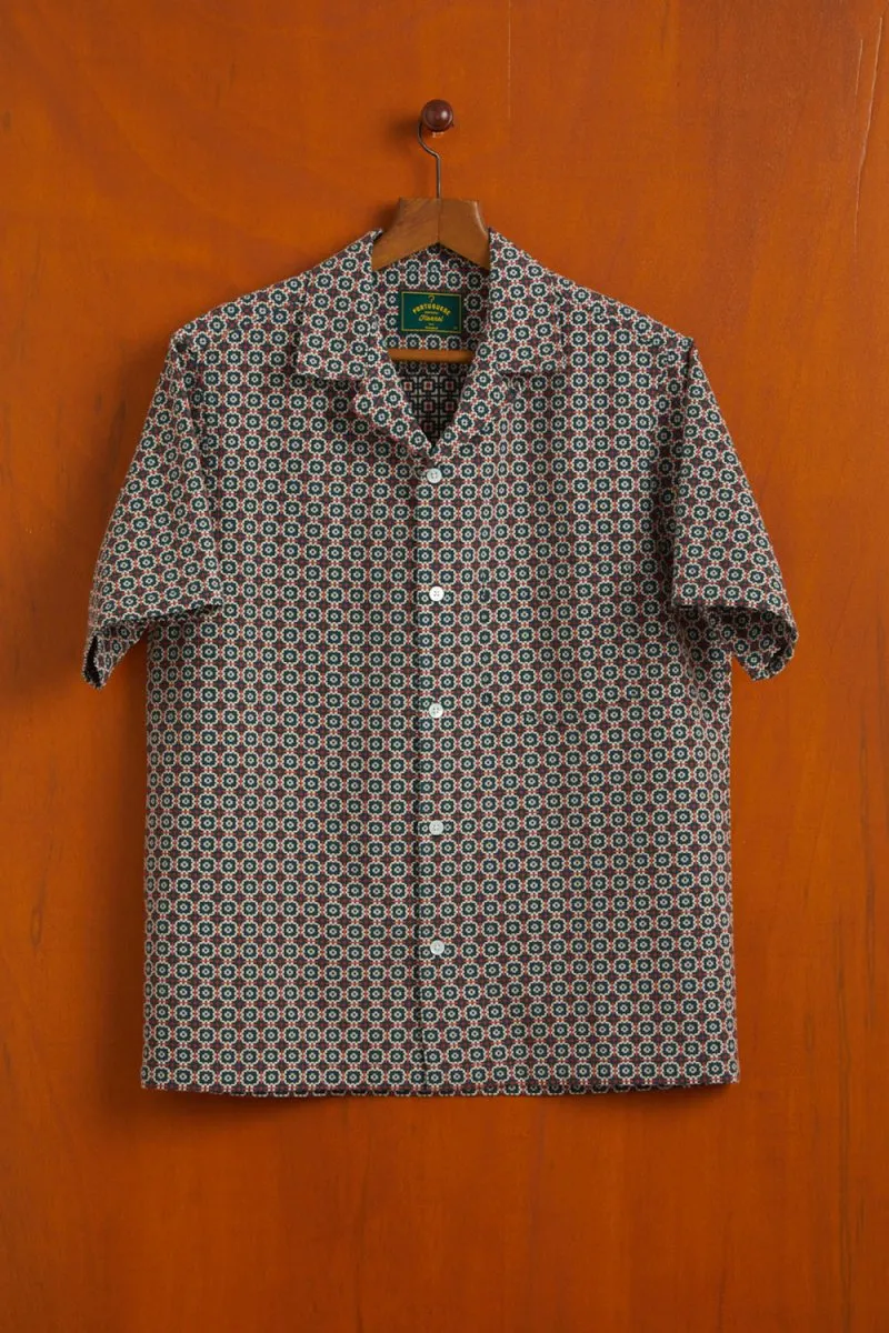 Portuguese Flannel Tile Shirt (Green/Orange)