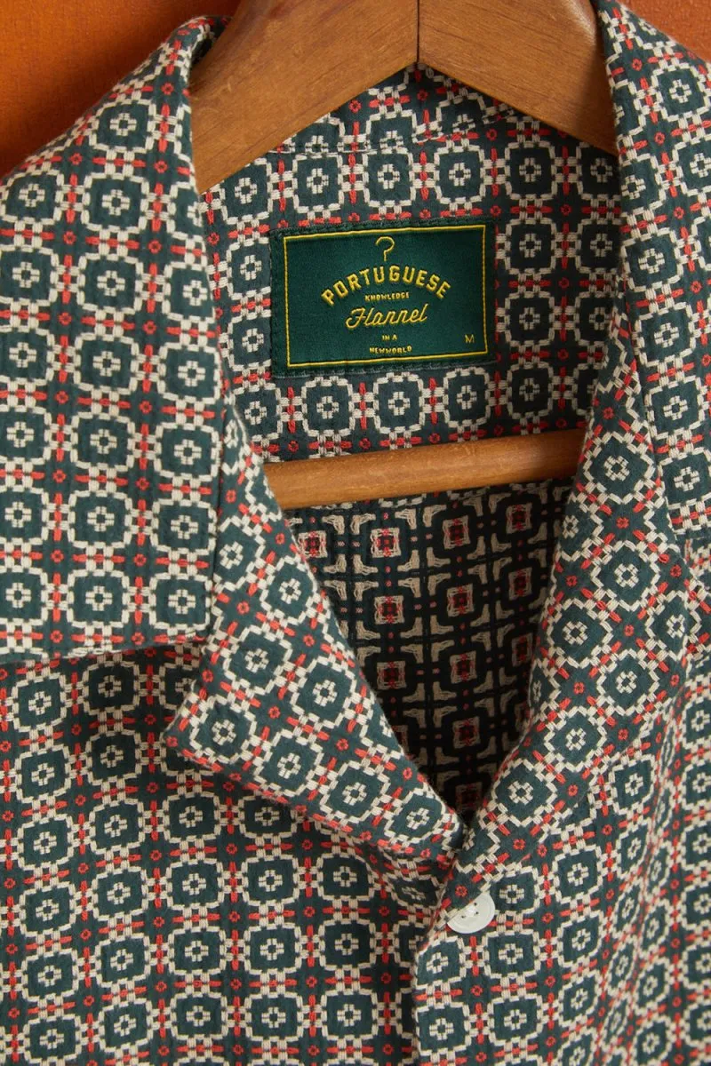 Portuguese Flannel Tile Shirt (Green/Orange)