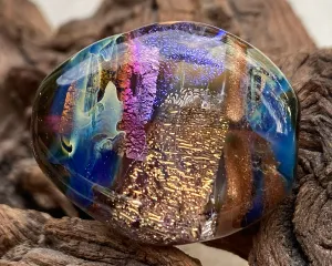 Purple & Gold Dichroic Organic Lampwork Focal Bead SRA