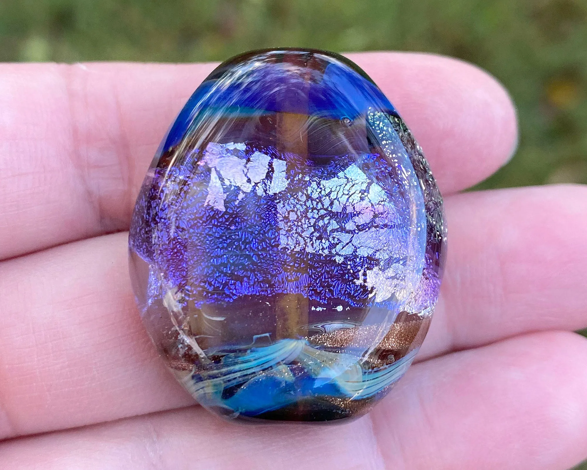 Purple & Gold Dichroic Organic Lampwork Focal Bead SRA