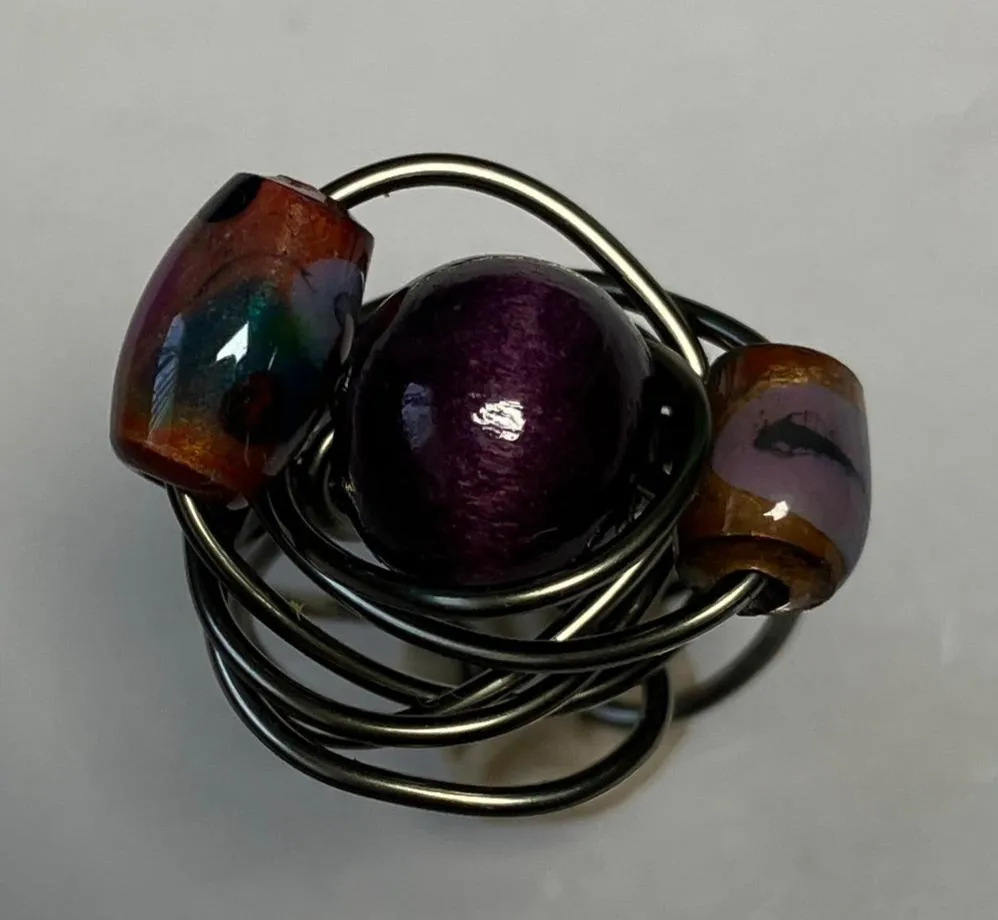 Purple Triple Bead Ring