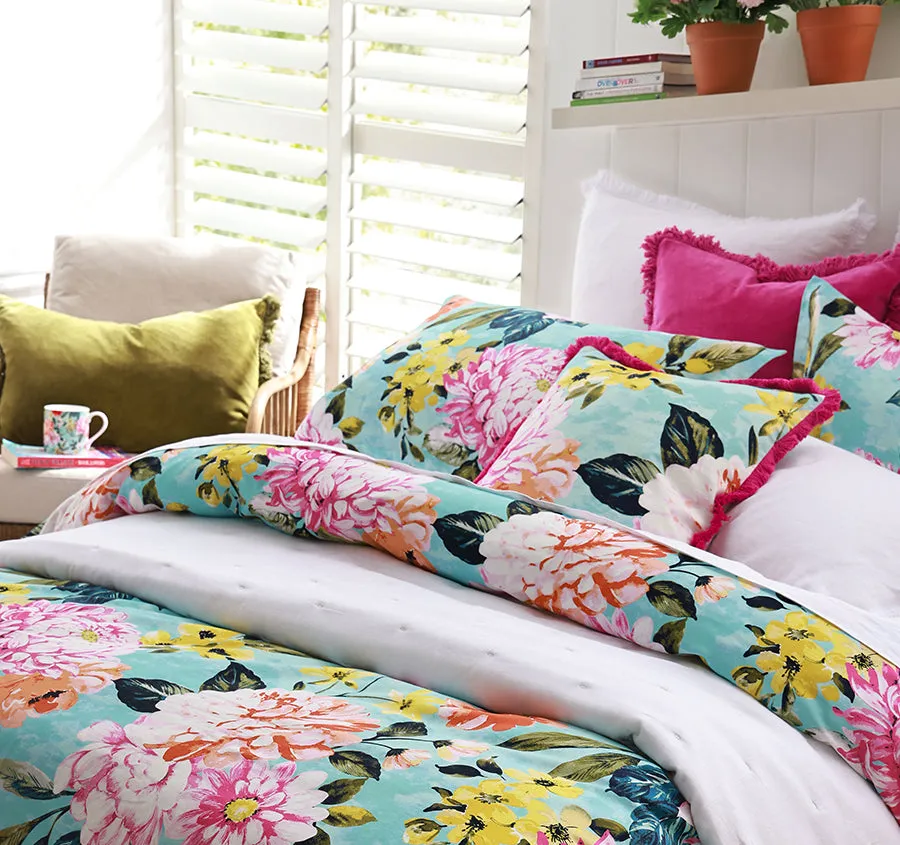 Ravello Quilt Cover Set Range Aqua