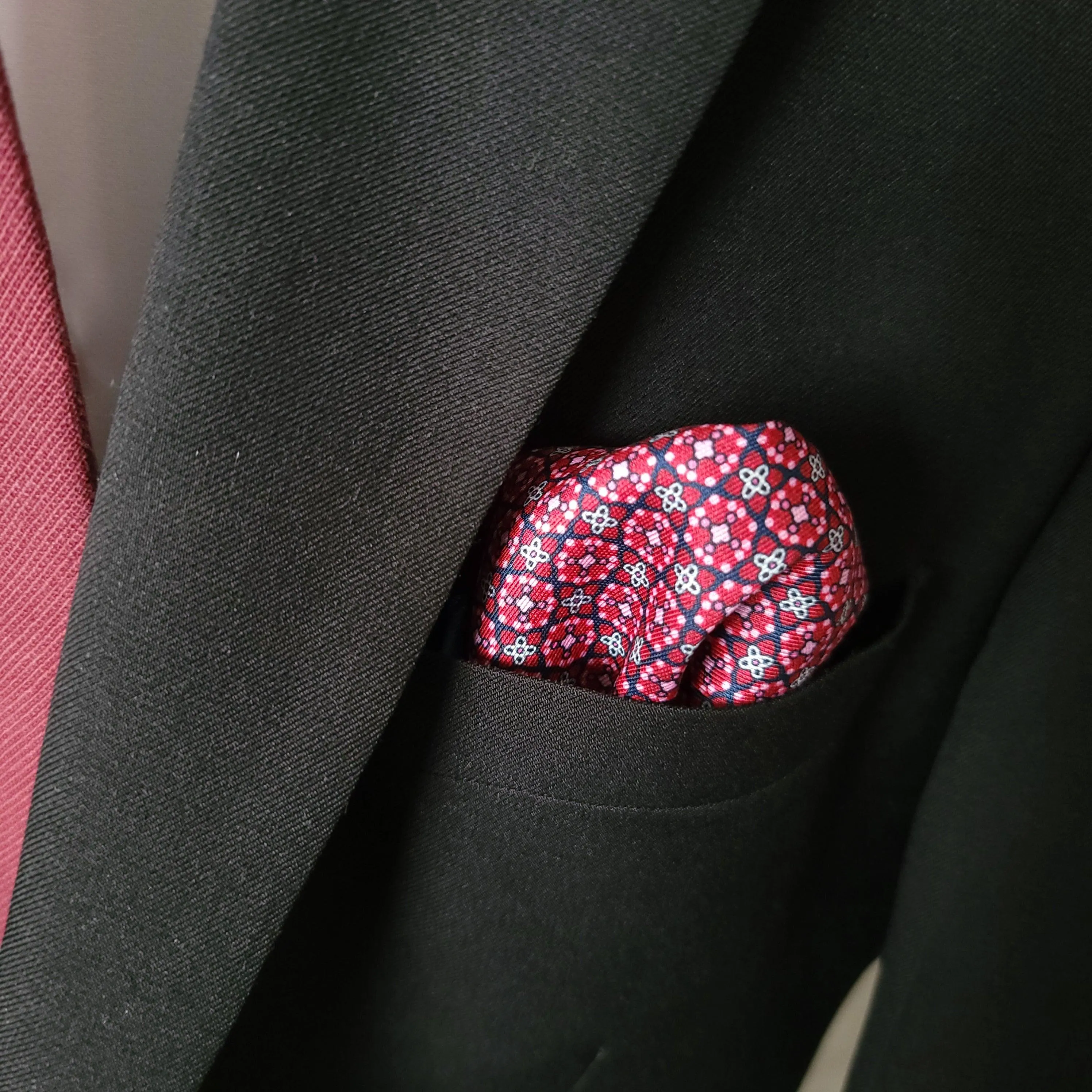 Red Pink Navy Blue Stylish and Elegant Silk Pocket Square