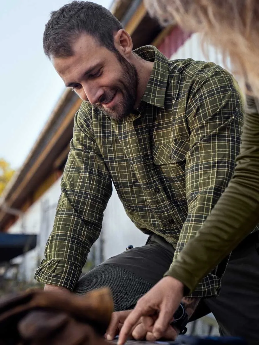 SEELAND Highseat Shirt - Mens 100% Cotton - Burnt Olive Check