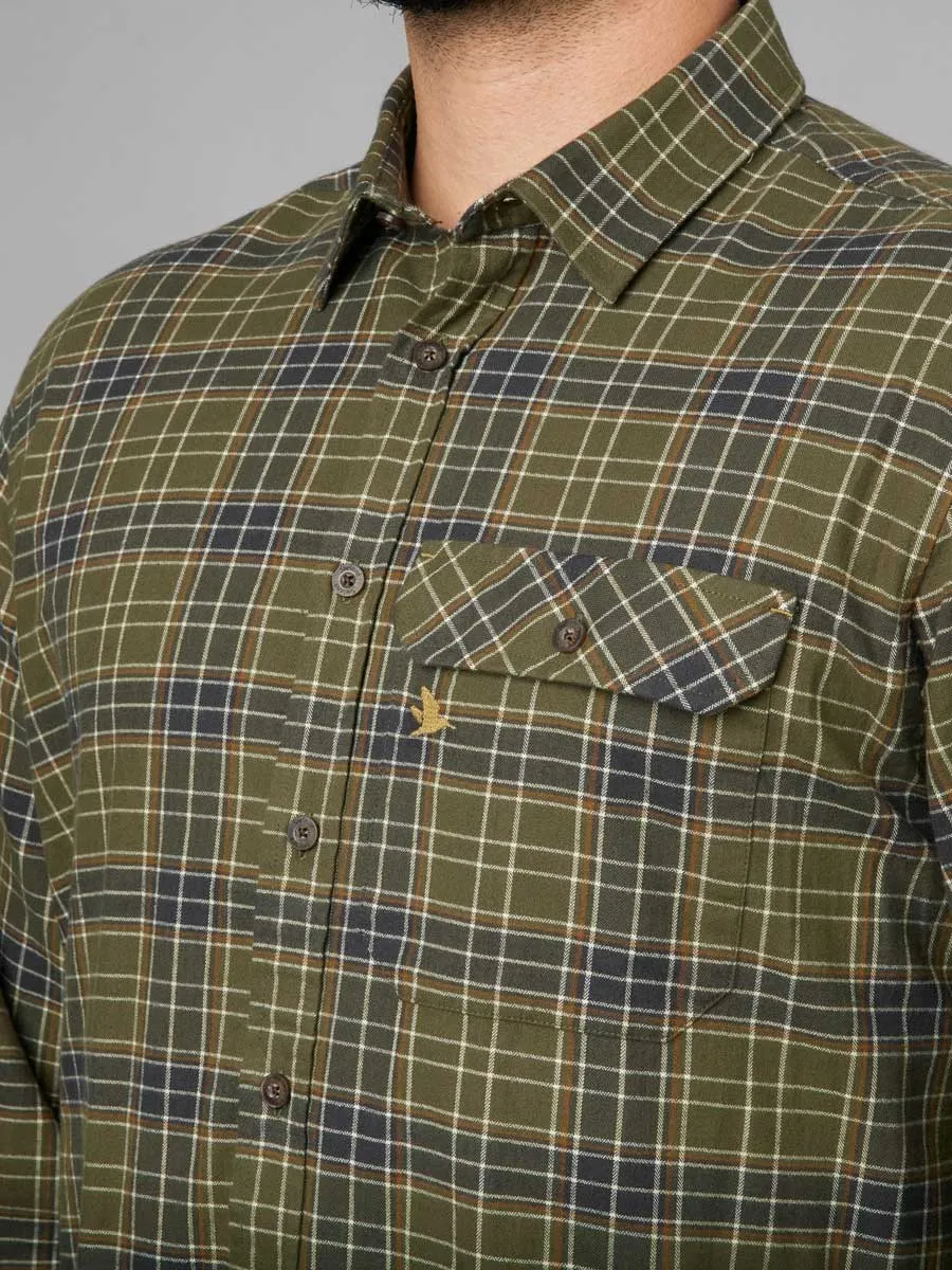 SEELAND Highseat Shirt - Mens 100% Cotton - Burnt Olive Check