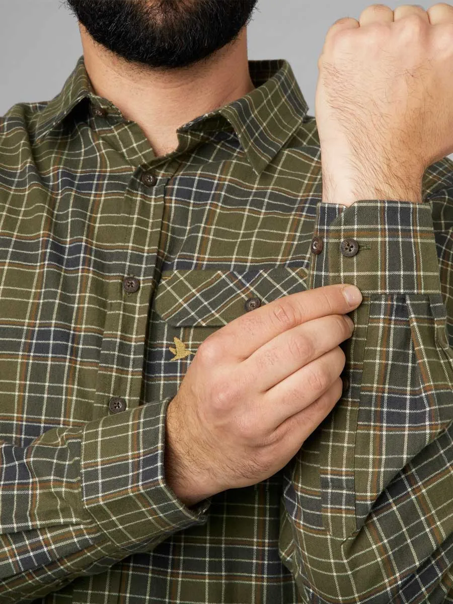 SEELAND Highseat Shirt - Mens 100% Cotton - Burnt Olive Check