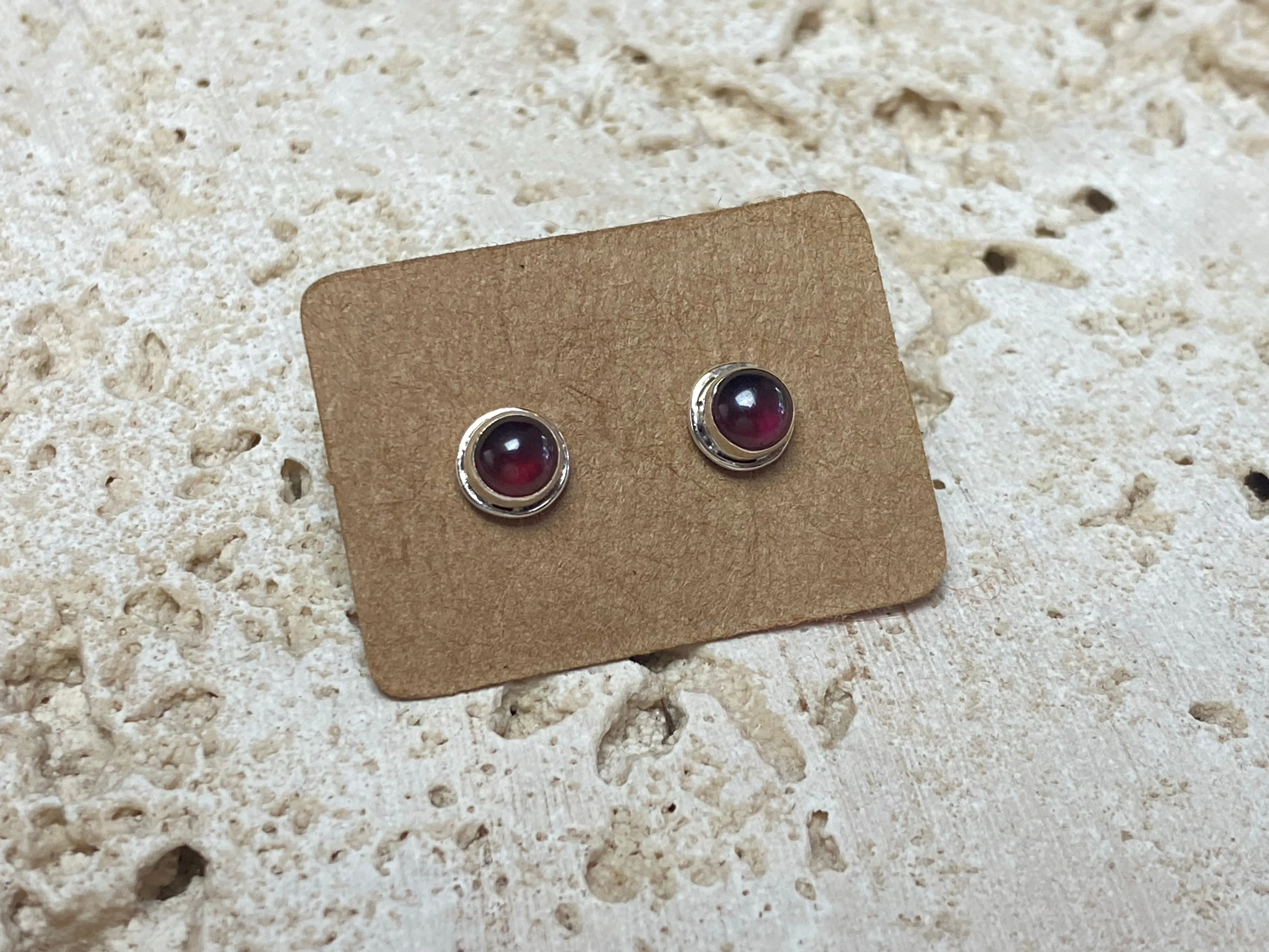 Small Garnet Silver Studs - Three Styles