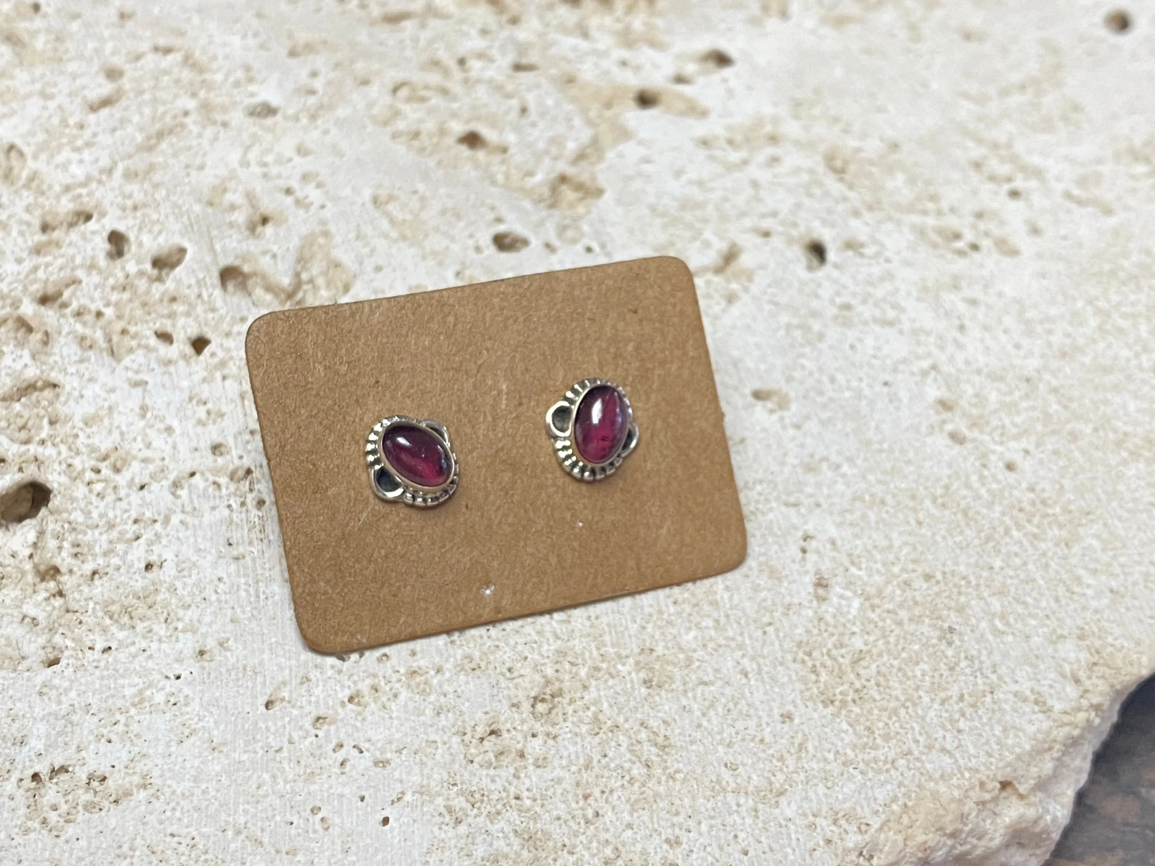 Small Garnet Silver Studs - Three Styles