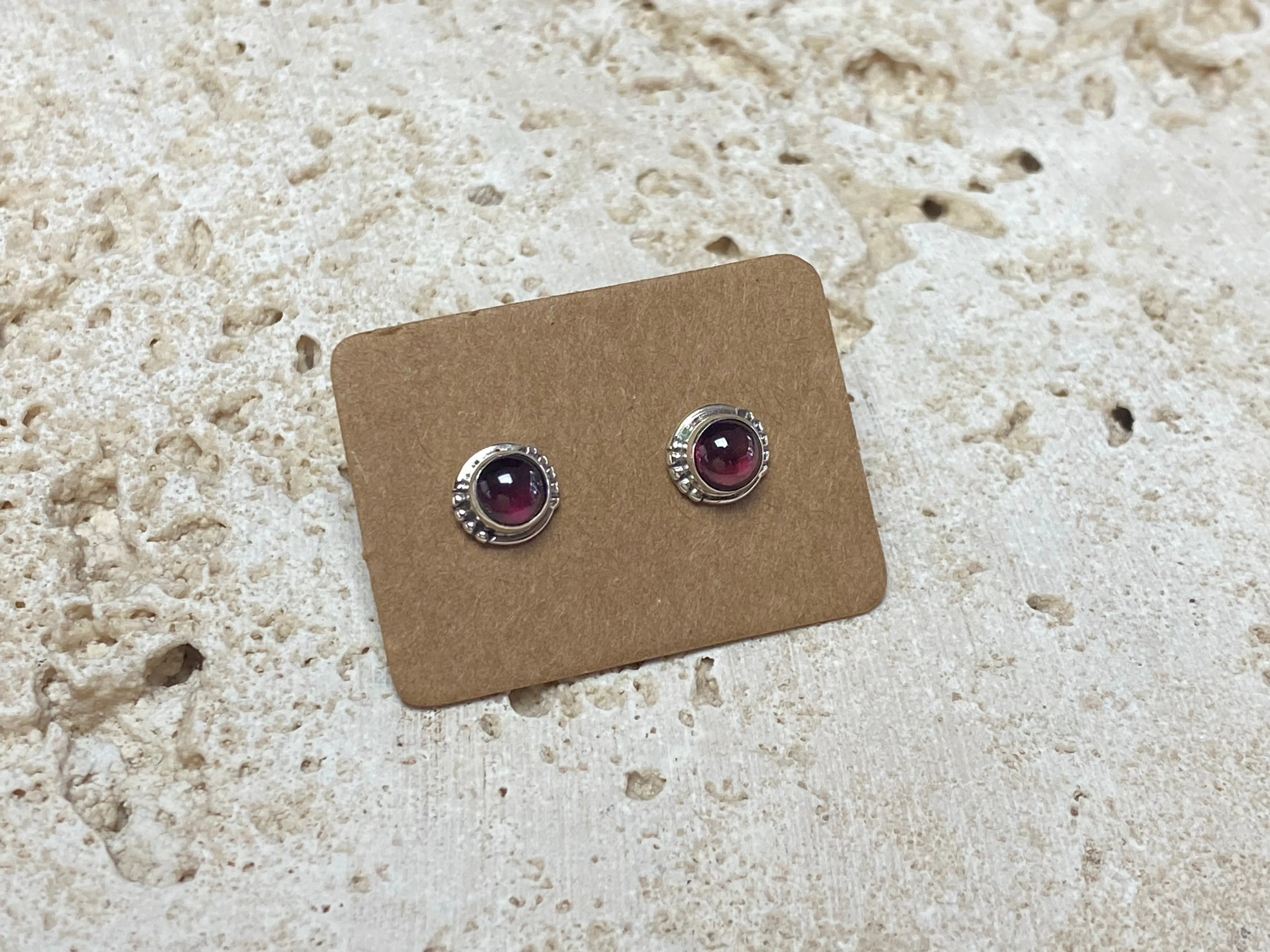 Small Garnet Silver Studs - Three Styles