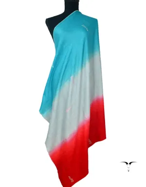 Sozni Pashmina Shawl Red, Grey & Blue 5182