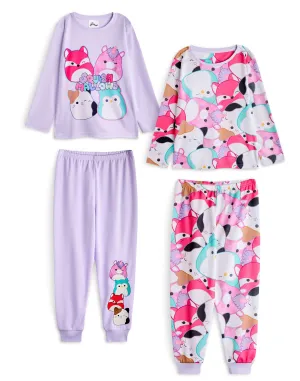 Squishmallows Girls Purple Pack of 2 Long Sleeve Long Leg Pyjamas