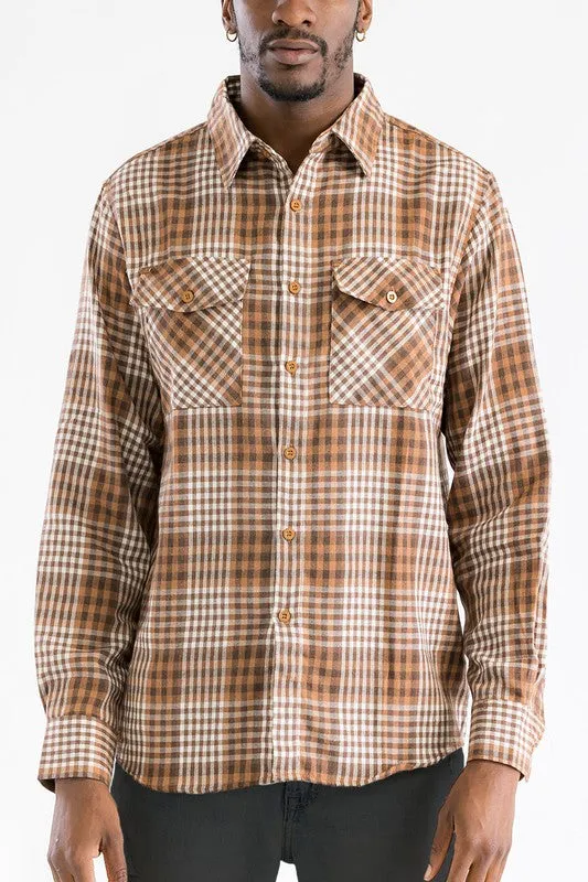 TEEK - LONG SLEEVE FLANNEL FULL PLAID CHECKERED SHIRT