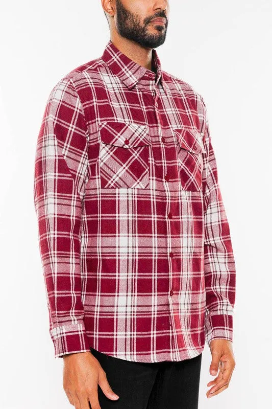 TEEK - LONG SLEEVE FLANNEL FULL PLAID CHECKERED SHIRT