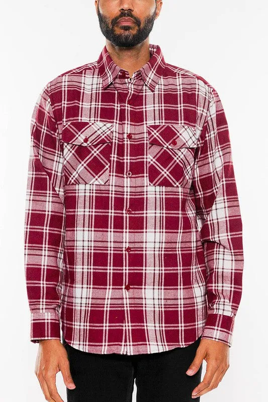 TEEK - LONG SLEEVE FLANNEL FULL PLAID CHECKERED SHIRT