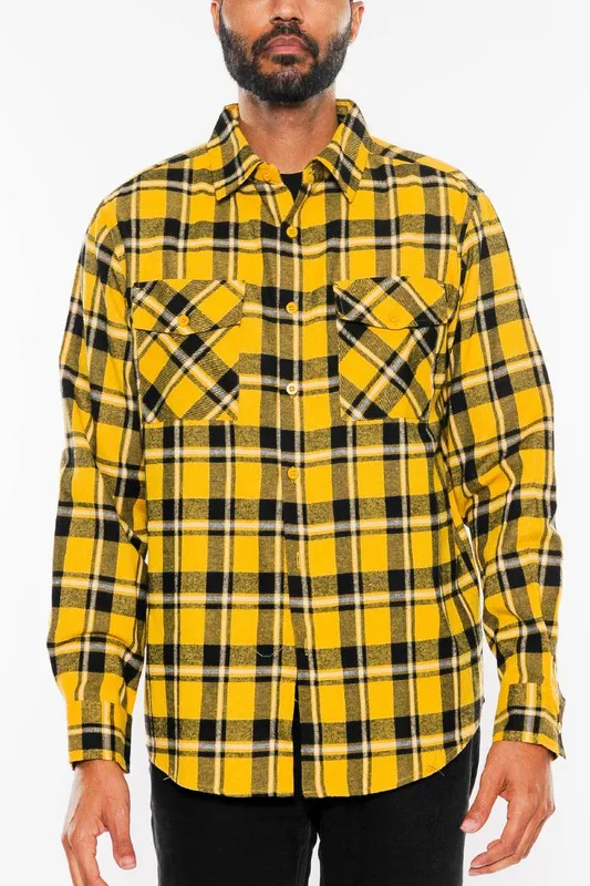 TEEK - LONG SLEEVE FLANNEL FULL PLAID CHECKERED SHIRT