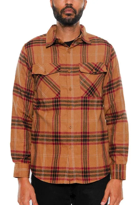 TEEK - LONG SLEEVE FLANNEL FULL PLAID CHECKERED SHIRT
