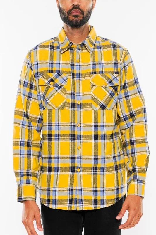 TEEK - LONG SLEEVE FLANNEL FULL PLAID CHECKERED SHIRT