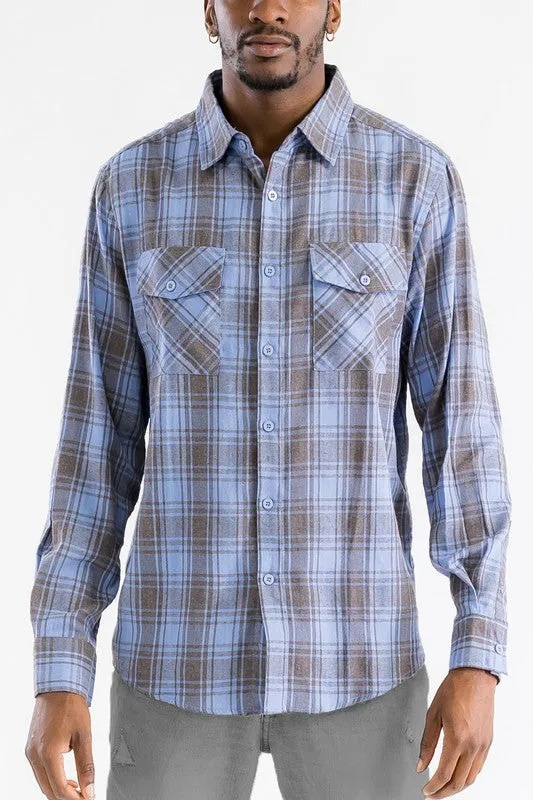 TEEK - LONG SLEEVE FLANNEL FULL PLAID CHECKERED SHIRT