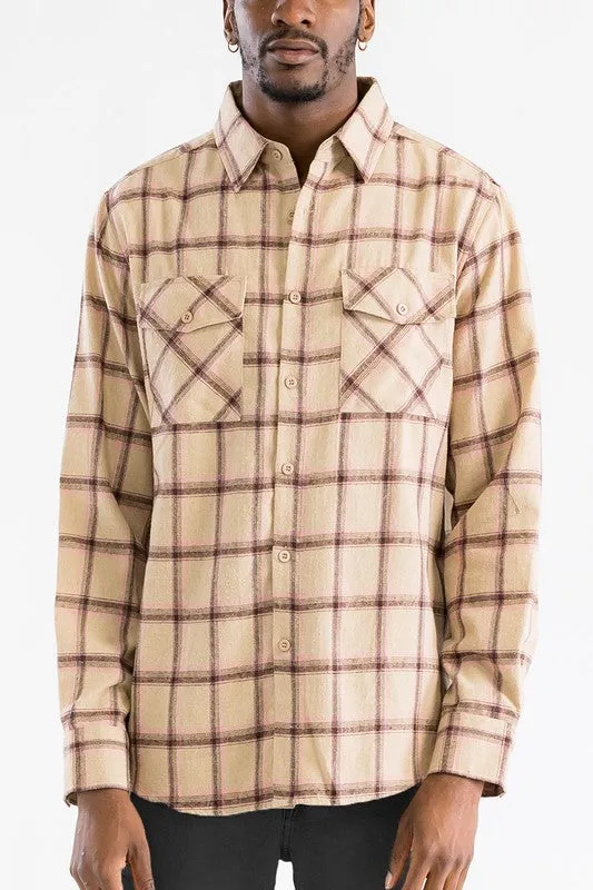 TEEK - LONG SLEEVE FLANNEL FULL PLAID CHECKERED SHIRT