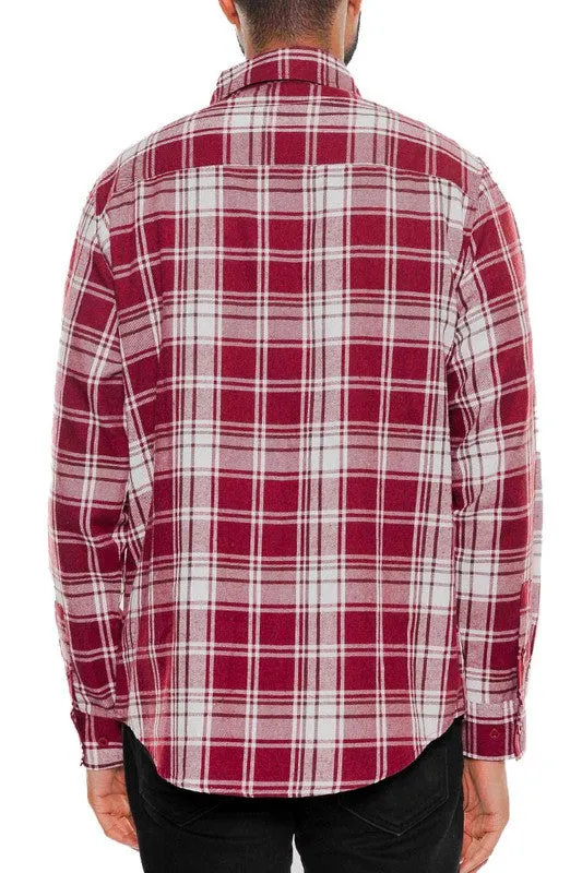 TEEK - LONG SLEEVE FLANNEL FULL PLAID CHECKERED SHIRT
