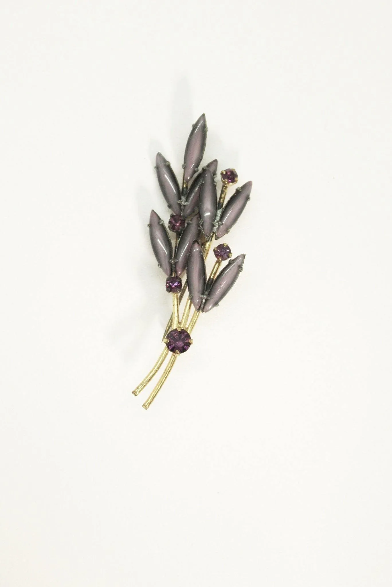 Unusual Purple Moonstone Floral Vintage Brooch Austria