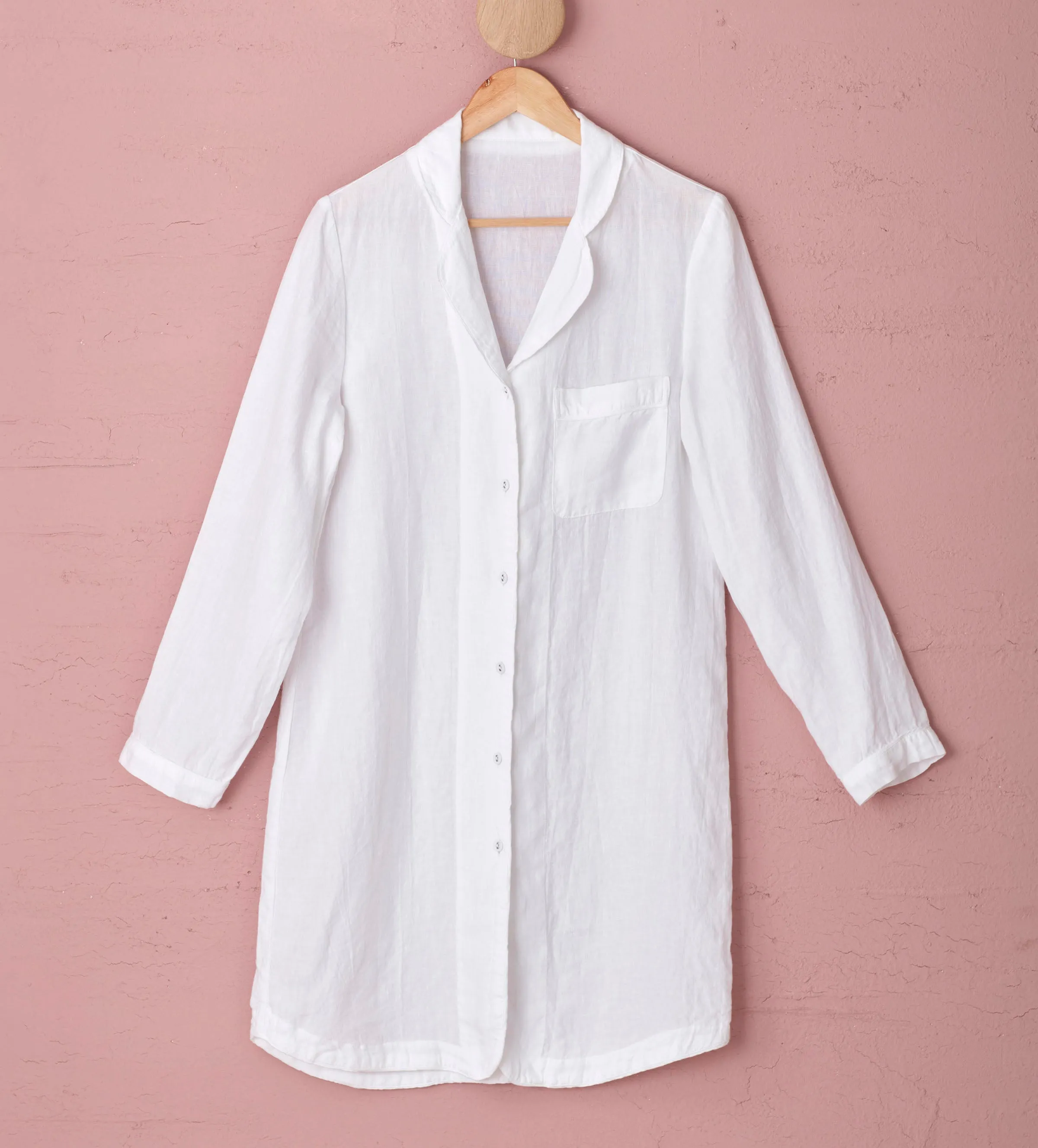 White 100% Linen Nightwear