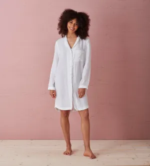 White 100% Linen Nightwear