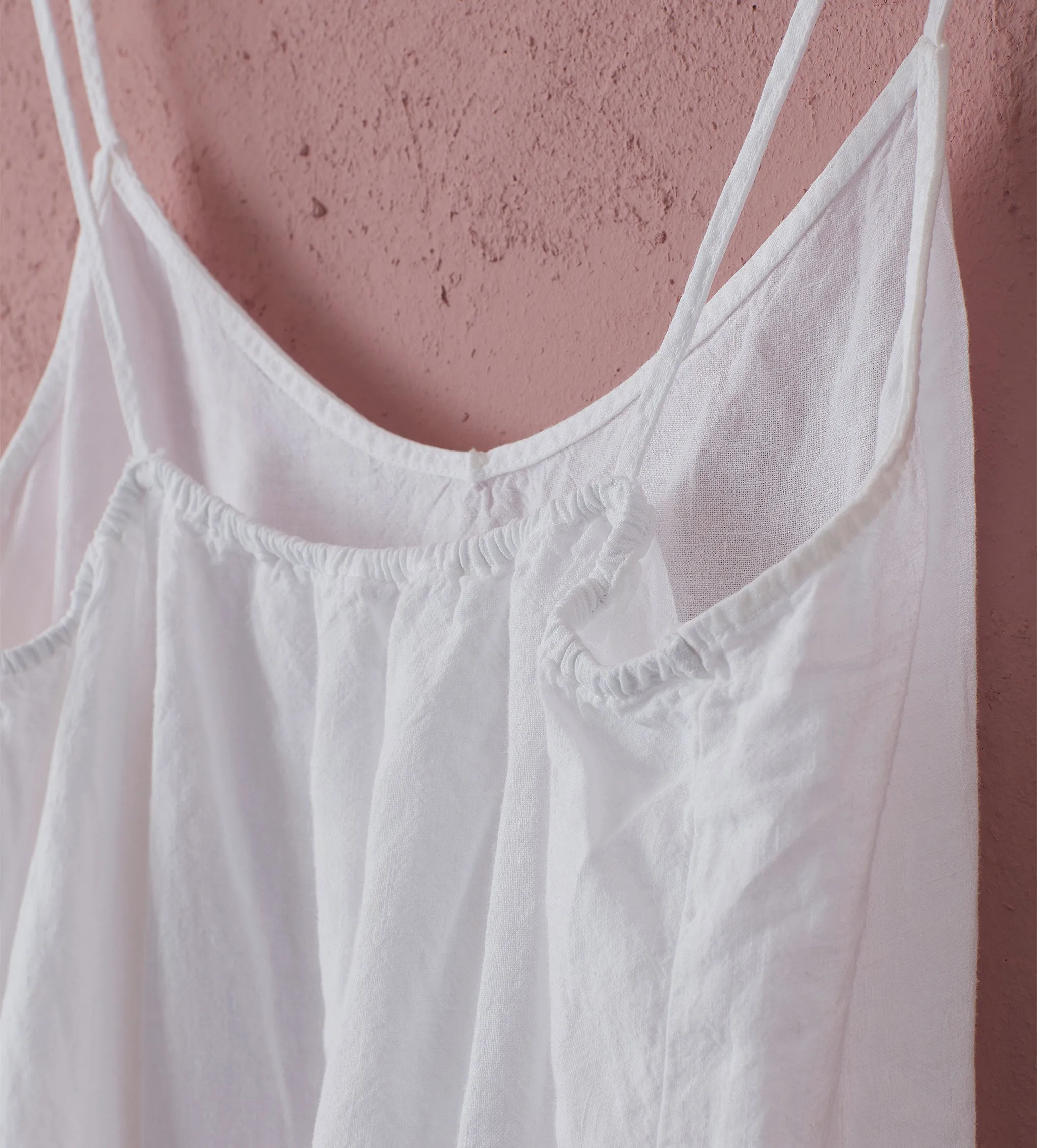 White Delilah 100% Linen Short Cami Nightie