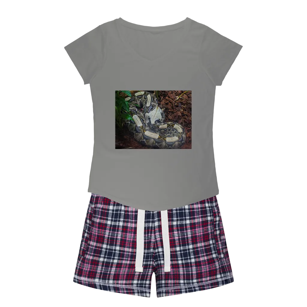 White Snake Women's Sleepy Tee and Flannel Short