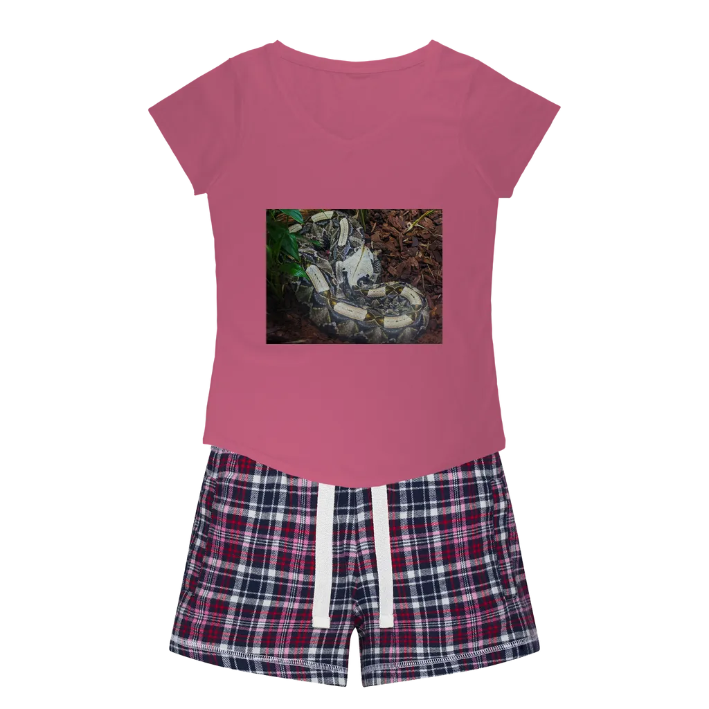 White Snake Women's Sleepy Tee and Flannel Short