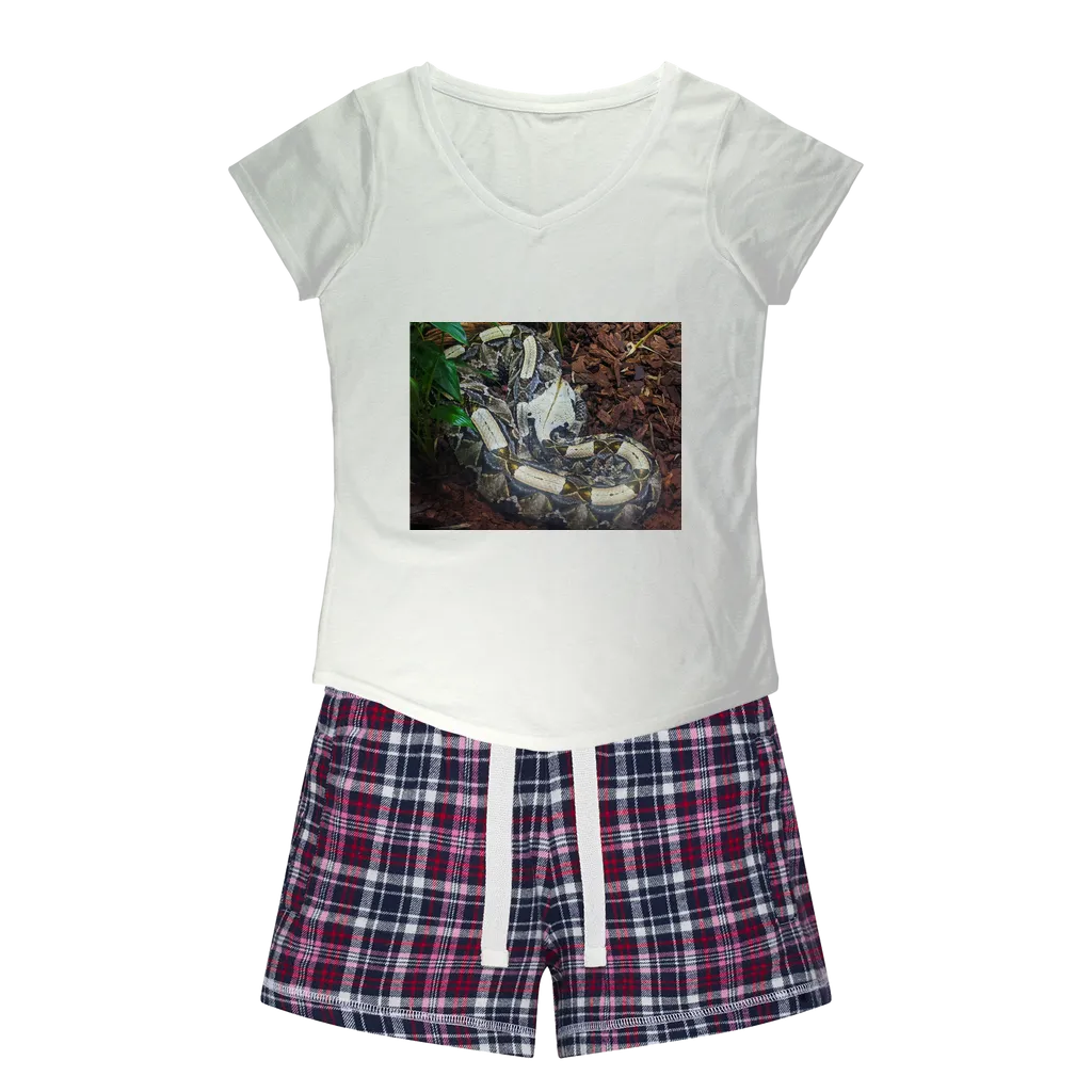 White Snake Women's Sleepy Tee and Flannel Short