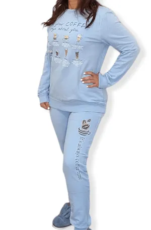 Women Pajama - Coffee - (Light Blue)