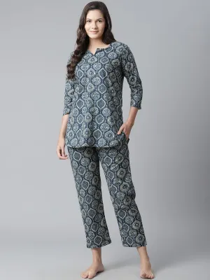 Women'S Indigo Cotton Nightwear/Loungewear