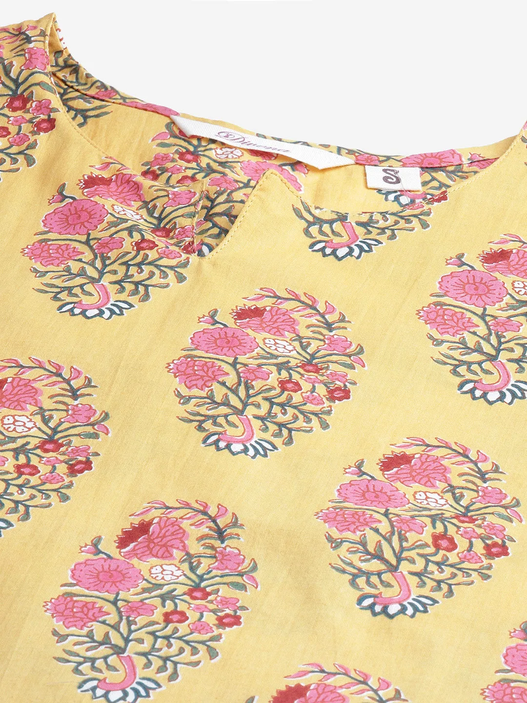 Women'S Yellow Flower Cotton Motif Nightwear