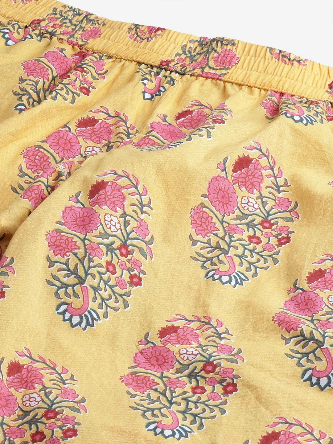 Women'S Yellow Flower Cotton Motif Nightwear