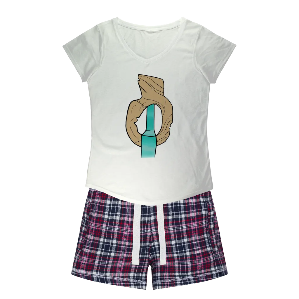 Yellow Rock with Water Women's Sleepy Tee and Flannel Short