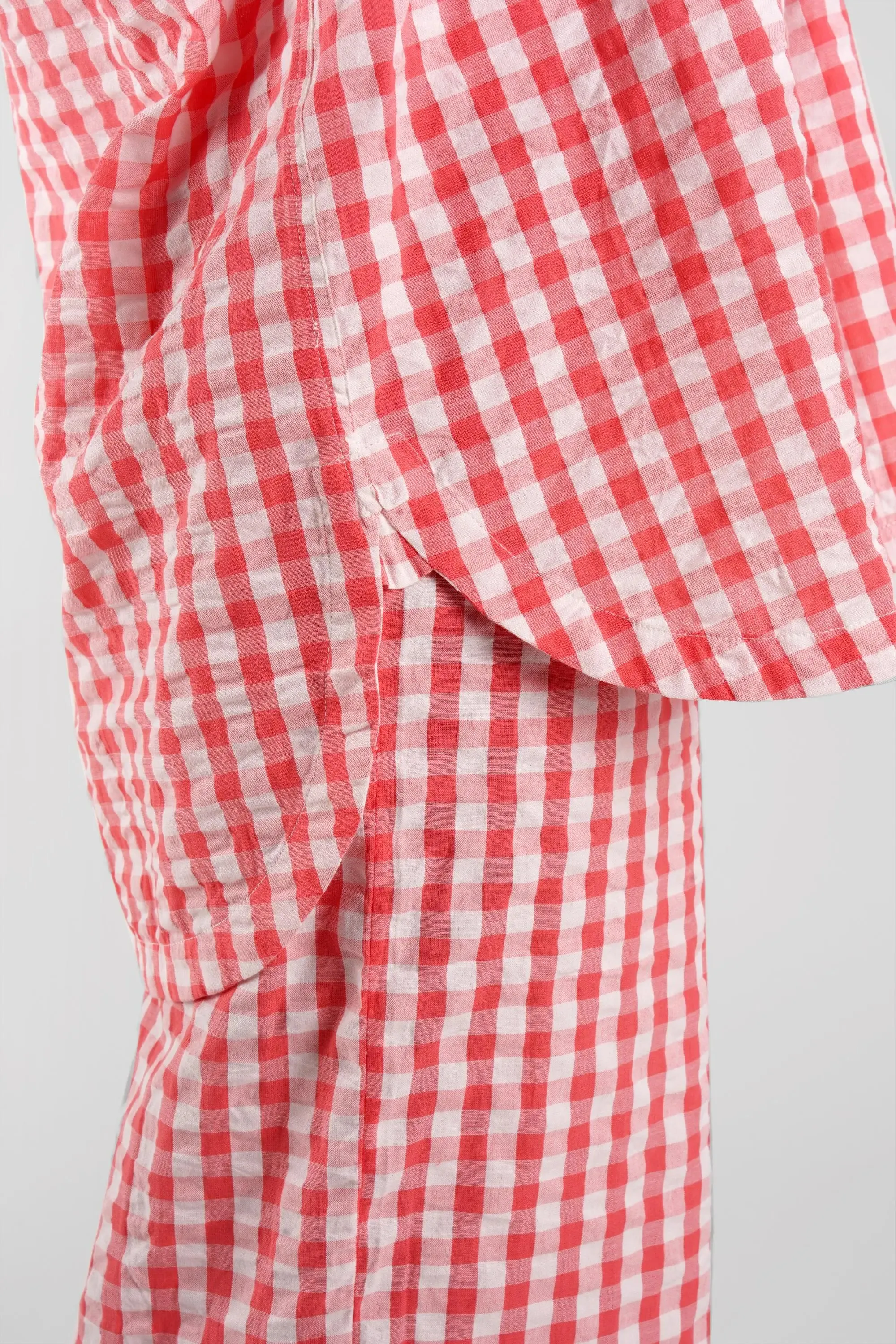 Yew Gingham Check Ethical-Cotton Pyjama Shirt - Canyon Peach